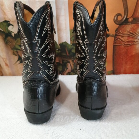 Kids Smart Fit Sz 10.5 Black Croc Embossed Cowboy Western Boots Slip-resistant - Picture 2 of 8